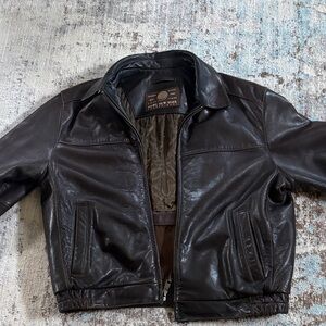 Men's Dark Brown Leather Bomber Jacket